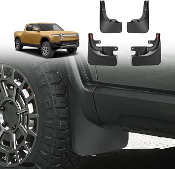 BestEvMod Mud Flaps Splash Guards Compatible with Rivian R1T 2022-2026 Splash Fender Winter Sediment Dirt Protect Mudflaps Set of 4 No Need to Drill Holes E-Torx Screw Version