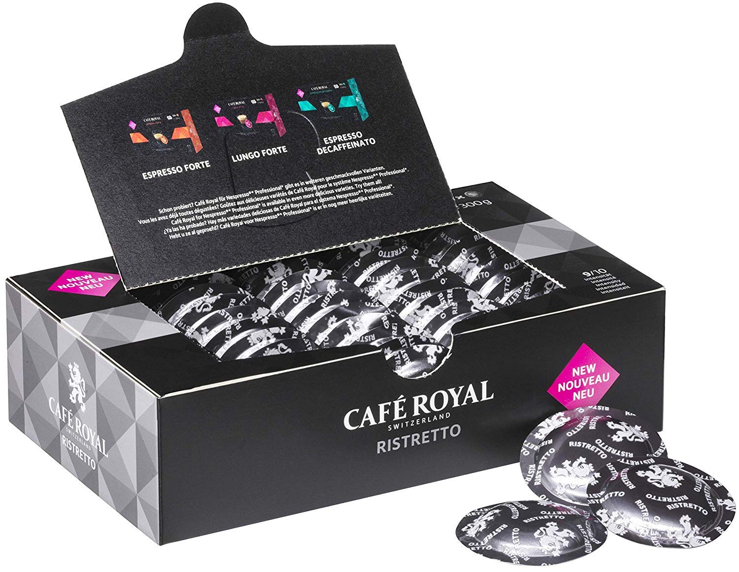 Café Royal Ristretto 300 cápsulas compatibles para Nespresso (R)* Professional (R)*, Intensidad: 9 de 10 , Pack de 6 x 50 cápsulas