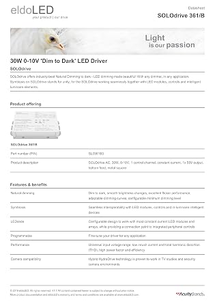 eldoLED | SOLOdrive 361/B | 30W 0-10V 'Dim to Dark' LED Driver