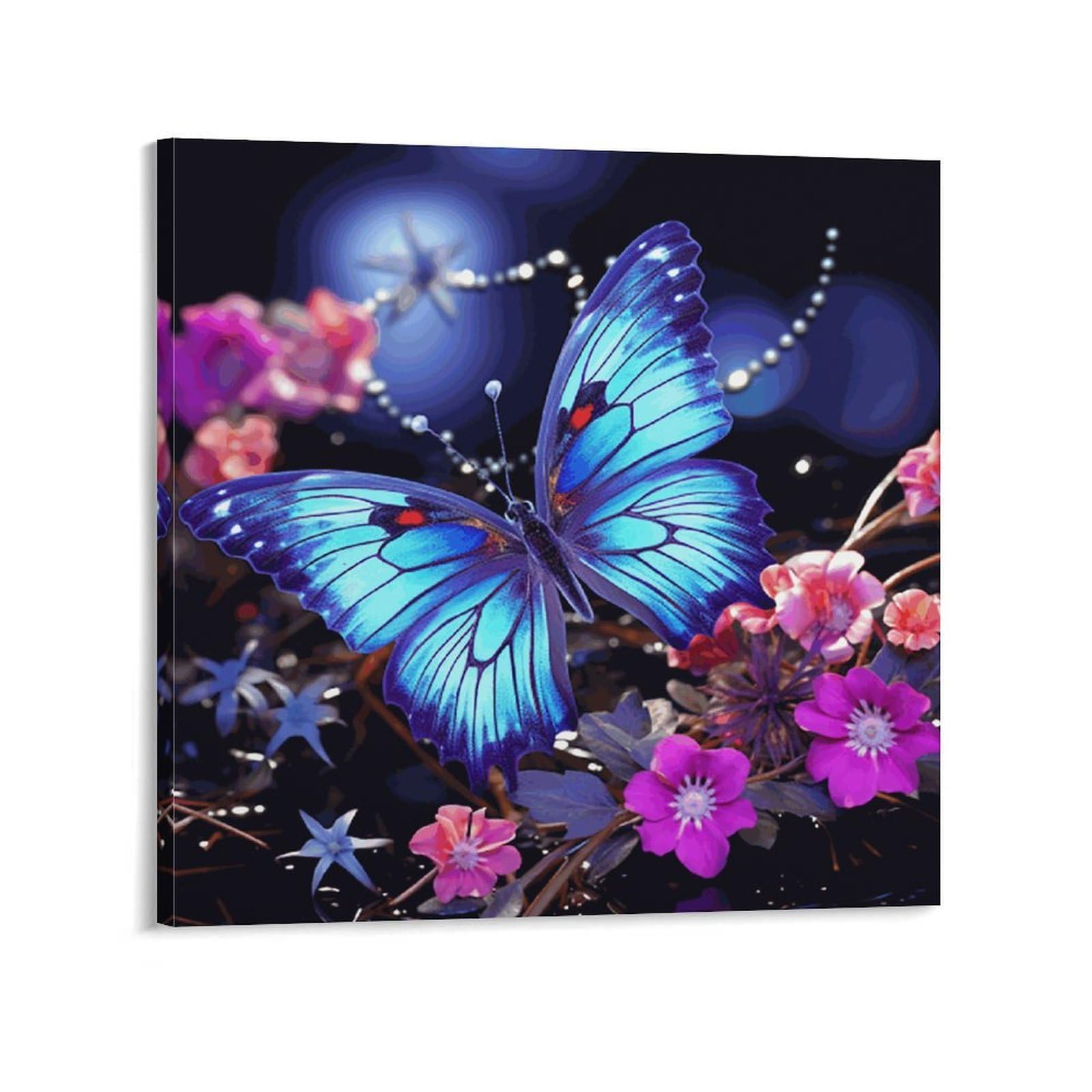 Beauty Butterfly Canvas Wall Art for Bedroom 24x24inch(60x60cm) Canvas Prints Artwork for Walls Modern Picture Artwork Painting for Living Room Aesthetic Wall Paintings for Bathroom Kitchen Office Dec