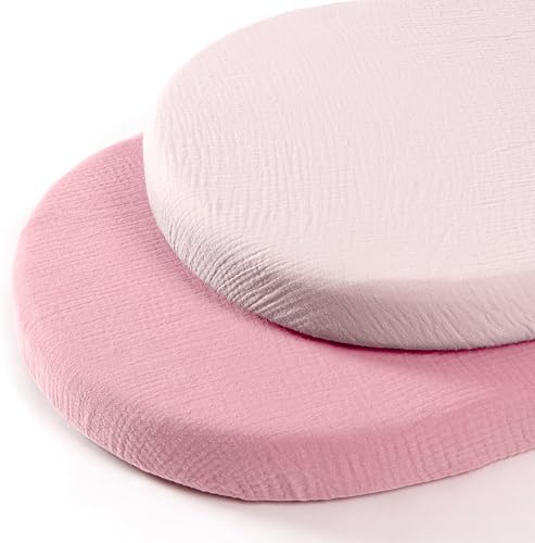 Miniatura 25 de lulumoon Sábanas de muselina para moisés para bebé: sábanas ajustables suaves para moisés de cabecera para niños y niñas Oliva y Crema,Marrón y