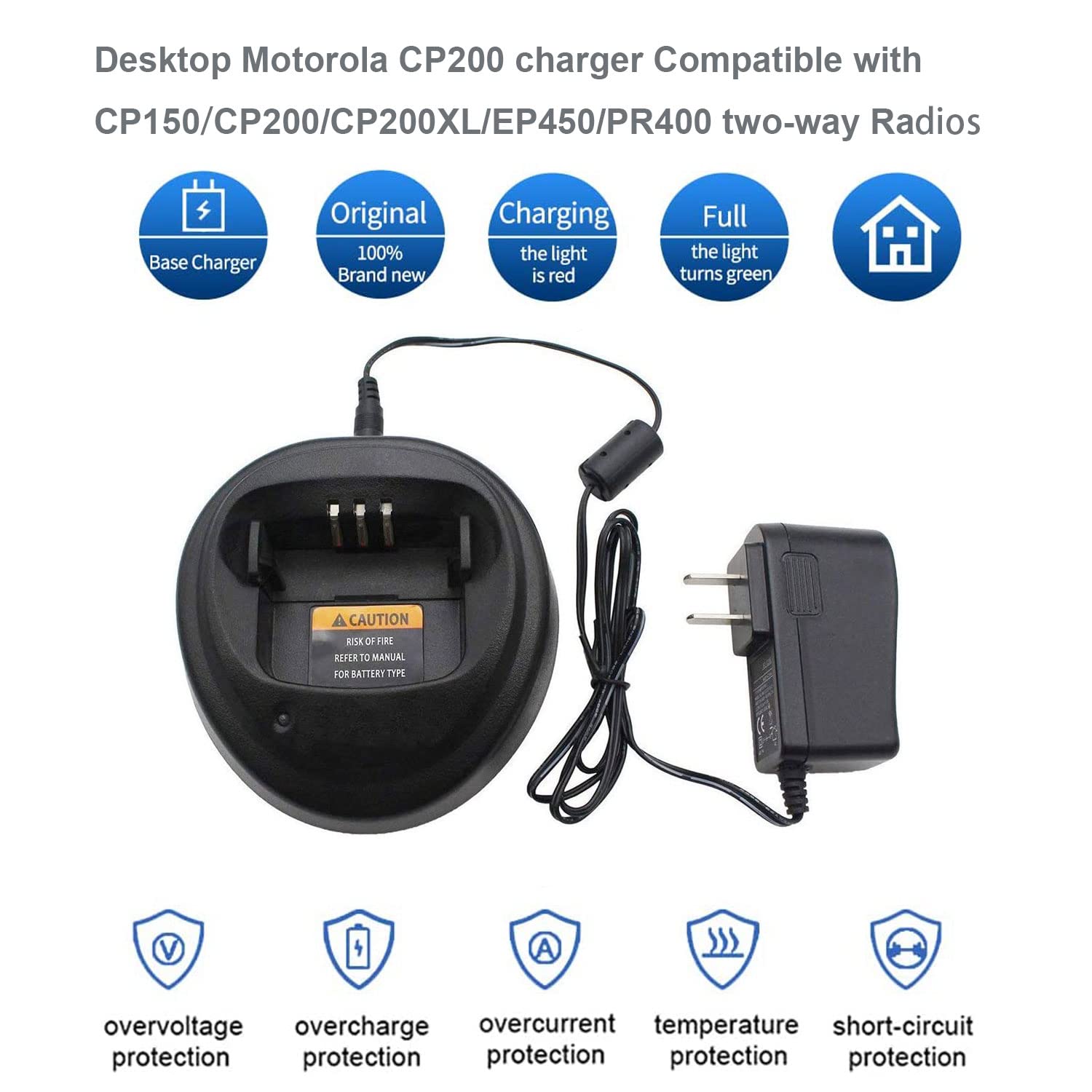 WPLN4137 WPLN4137BR Charger Compatible with Motorola CP200 CP340 CP360 CP380 CP040 CP140 PM400 PR400 NNTN4496 NNTN4497 NNTN4970 WPLN4137 WPLN4138