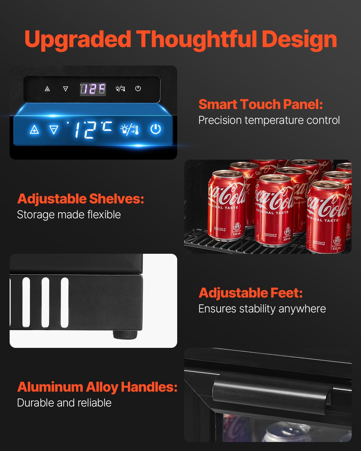 VEVOR Beverage Refrigerator Cooler, 246 Can Beverage Fridge, Soda Beer Fridge With Glass Doors, Adjustable Shelves, Digital Temperature Control, Built-In Or Freestanding Fridge For Restaurant & Bar on Fridge.com - View 6