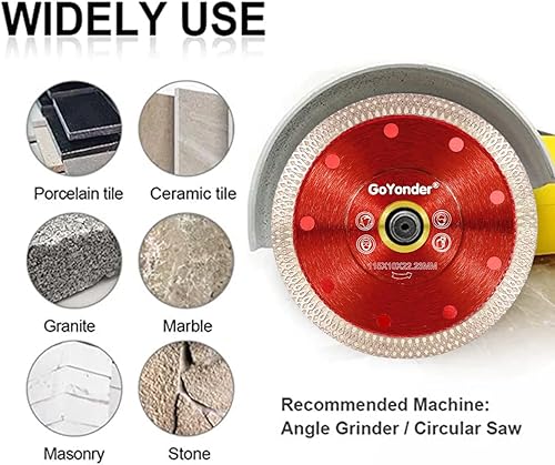 Miniatura 5 de GoYonder Hoja de sierra fina estupenda del diamante de 4,5 pulgadas para cortar azulejos de porcelana, cerámica de mármol del granito, Rojo -