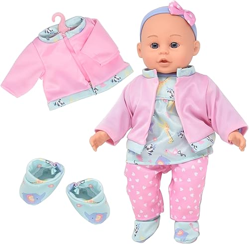 Miniatura 7 de Muñeca de bebé de cuerpo suave muñeca de 14 pulgadas con conjunto de ropa y accesorios