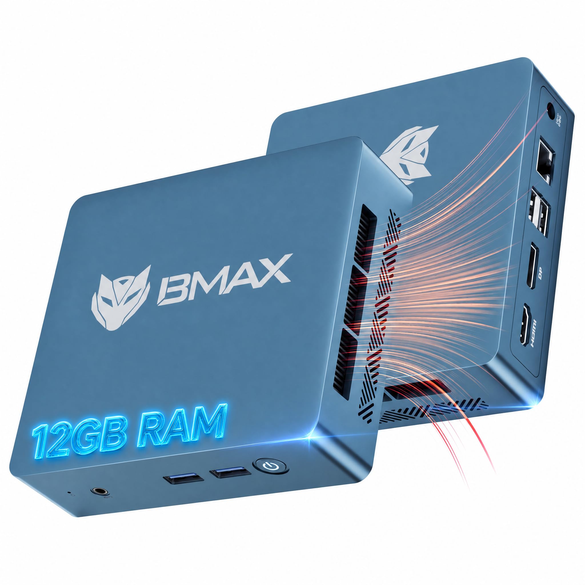 BMAX Büro Mini PC mit Windows 11 Pro 12GB RAM 256GB SSD Intel 5205U 1.9GHz | 4K Dual-Display DP&HDMI, Doppio slot SSD​ Bis zu 2 TB SSD, WiFi/BT/Gigabit LAN Mini Desktop Computer für Geschäft und Büro