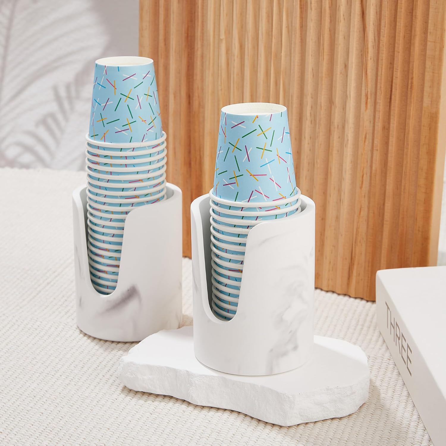 Bathroom Cup Dispenser, Diatomaceous Earth Mouthwash Cup Holder, Paper Cup Holder for Bathroom Counter, Disposable Cup Dispenser, Guest Bathroom Essentials (Cups Not Included)