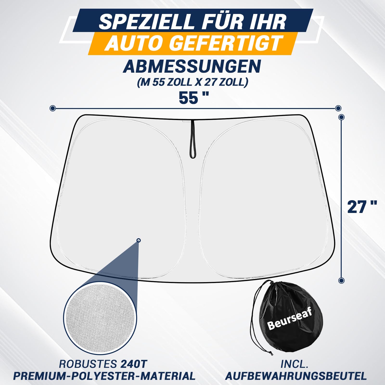 Sonnenschutz Auto Frontscheibe,Sonnenschutz Auto,Auto UV Schutz,2025 Faltbar Reflektierend Sonnenschirm mit UV Shutz für Auto Windschutzscheibe (M)