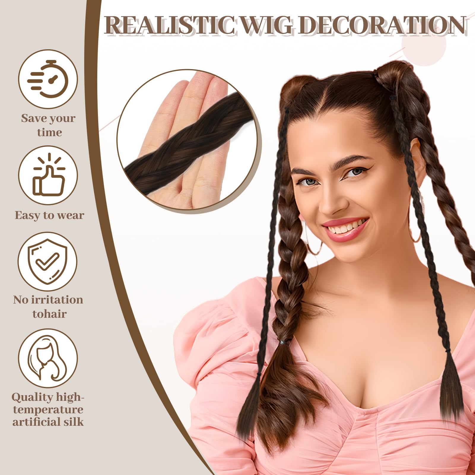 Clip-in Braid Hair Extensions 17.7 Inch Synthetic Plait Extensions with Clips - Image 3