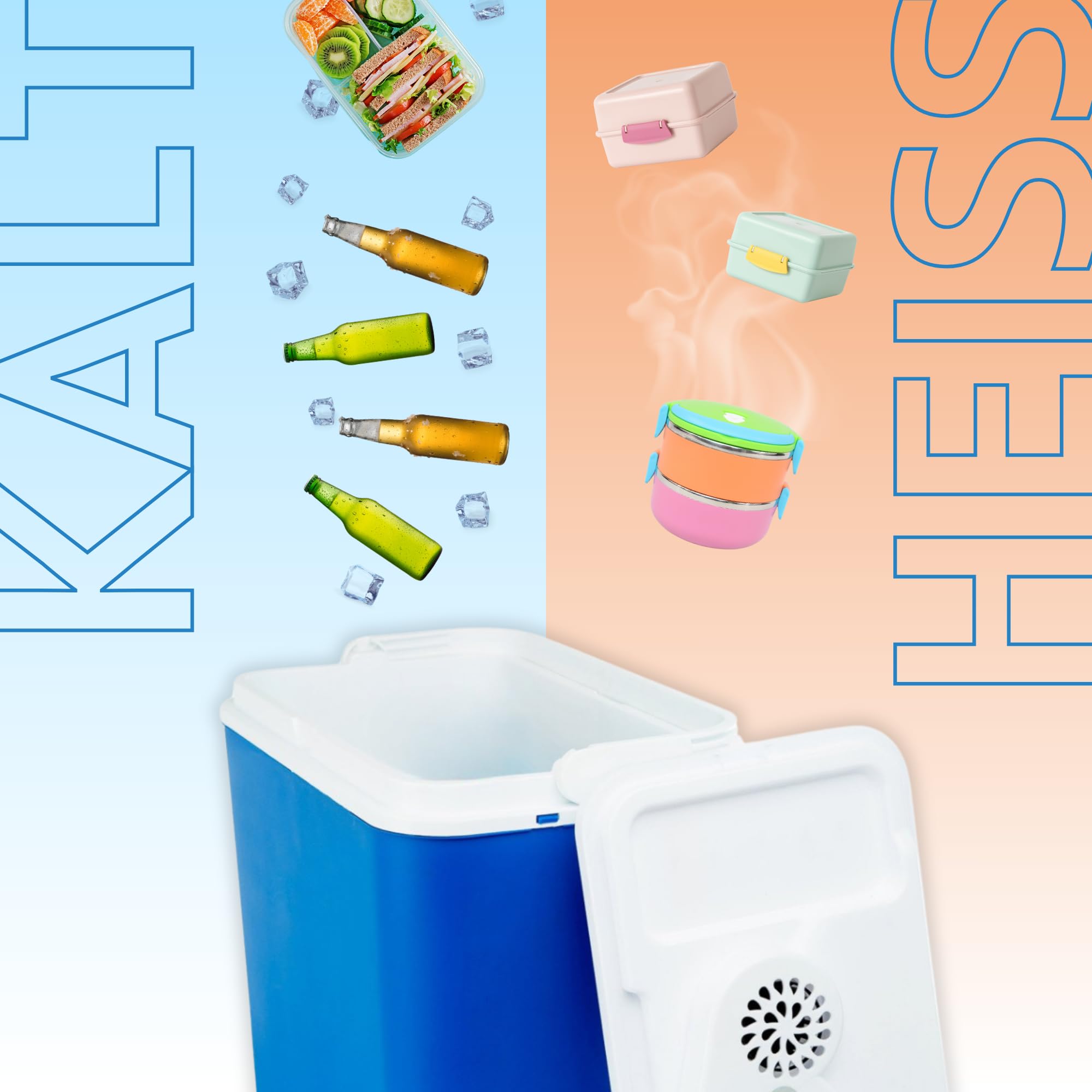 Elektrische Kühlbox 18L - Auto Kühlschrank, Thermobox 12V, kompakte Kühlbox für Camping, Ausflüge, Picknick und Strand, tragbare Kühltasche – Kamai Coolbox