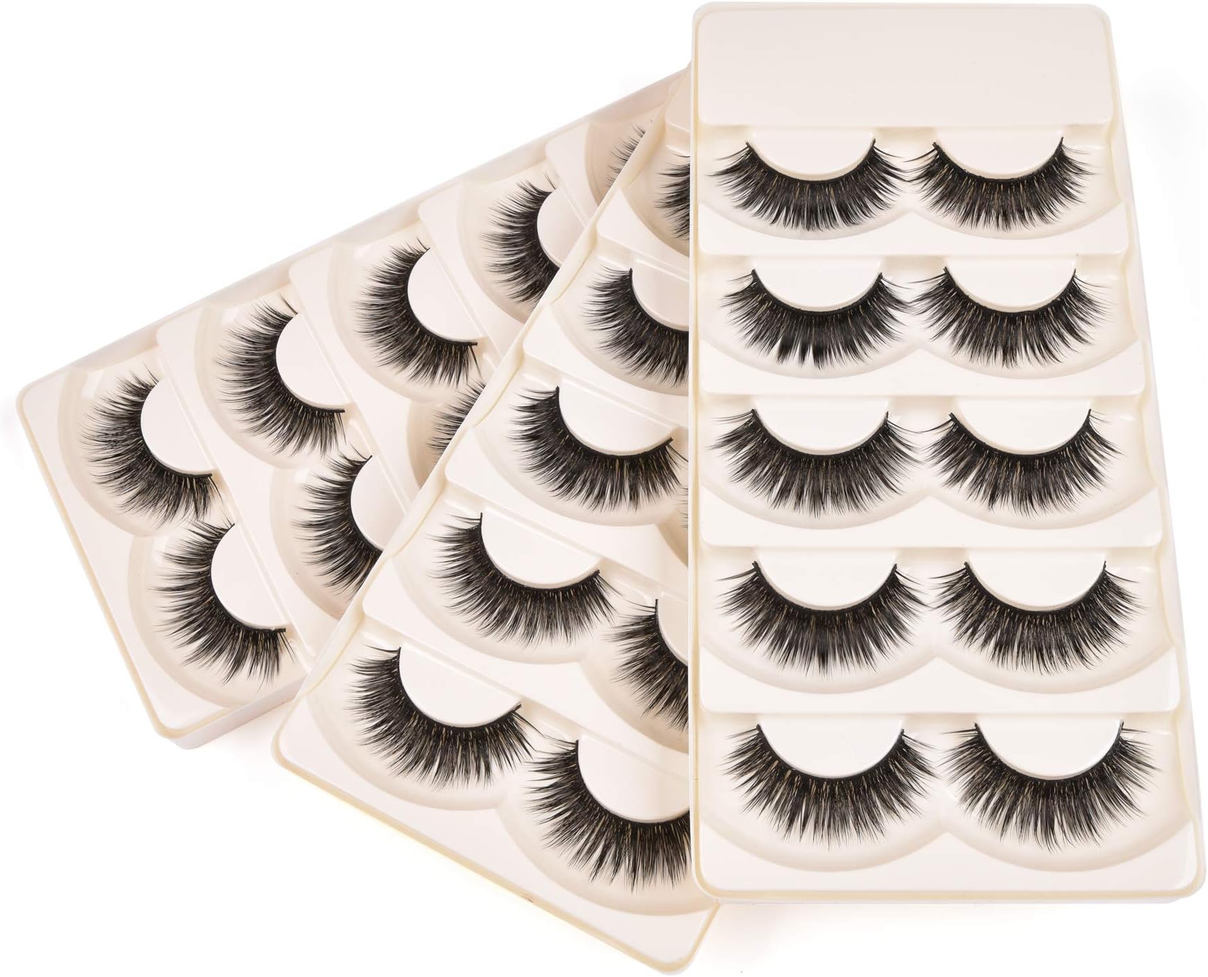 Wleec Beauty Silk Lashes Handmade False Eyelash Pack Natural Strip Lashes #S/F54 (15 Pairs/3 Pack)