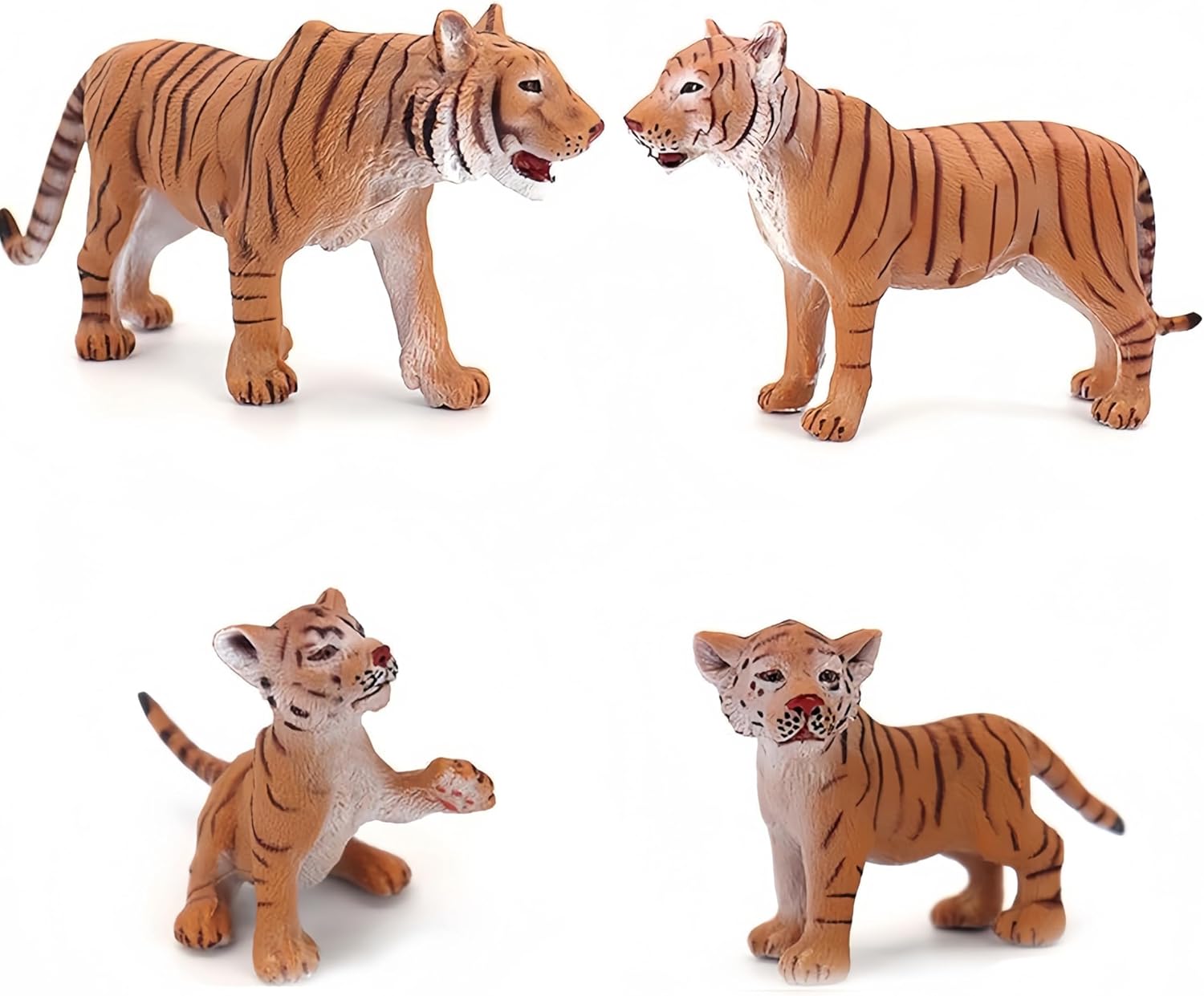 Gemini&Genius Tigers Family Figurines Set, Animal Playset, Educational Wildlife Models, Cake Toppers & Birthday Gift for Kids