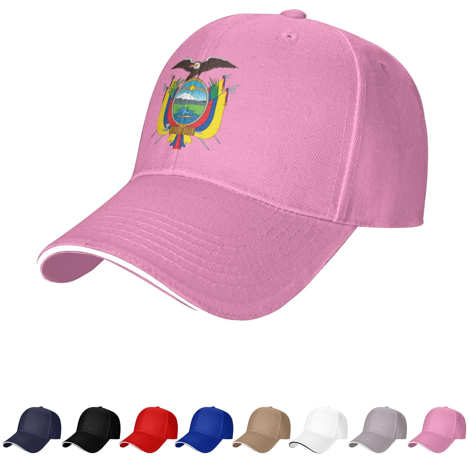 Ecuador Emblem Hat Ecuadorian Caps for Man Woman Coat of Arms of Ecuador Baseball Cap Trucker Dad Hat Pink
