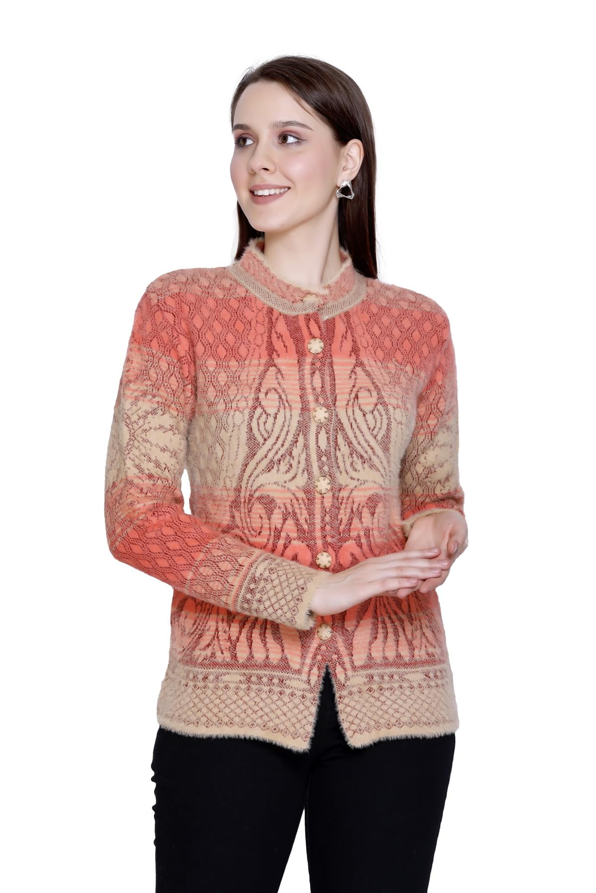 chatanya Premium Women's Buttoned Pure Woollen Knitted Cardigan/Sweaters-picture-56