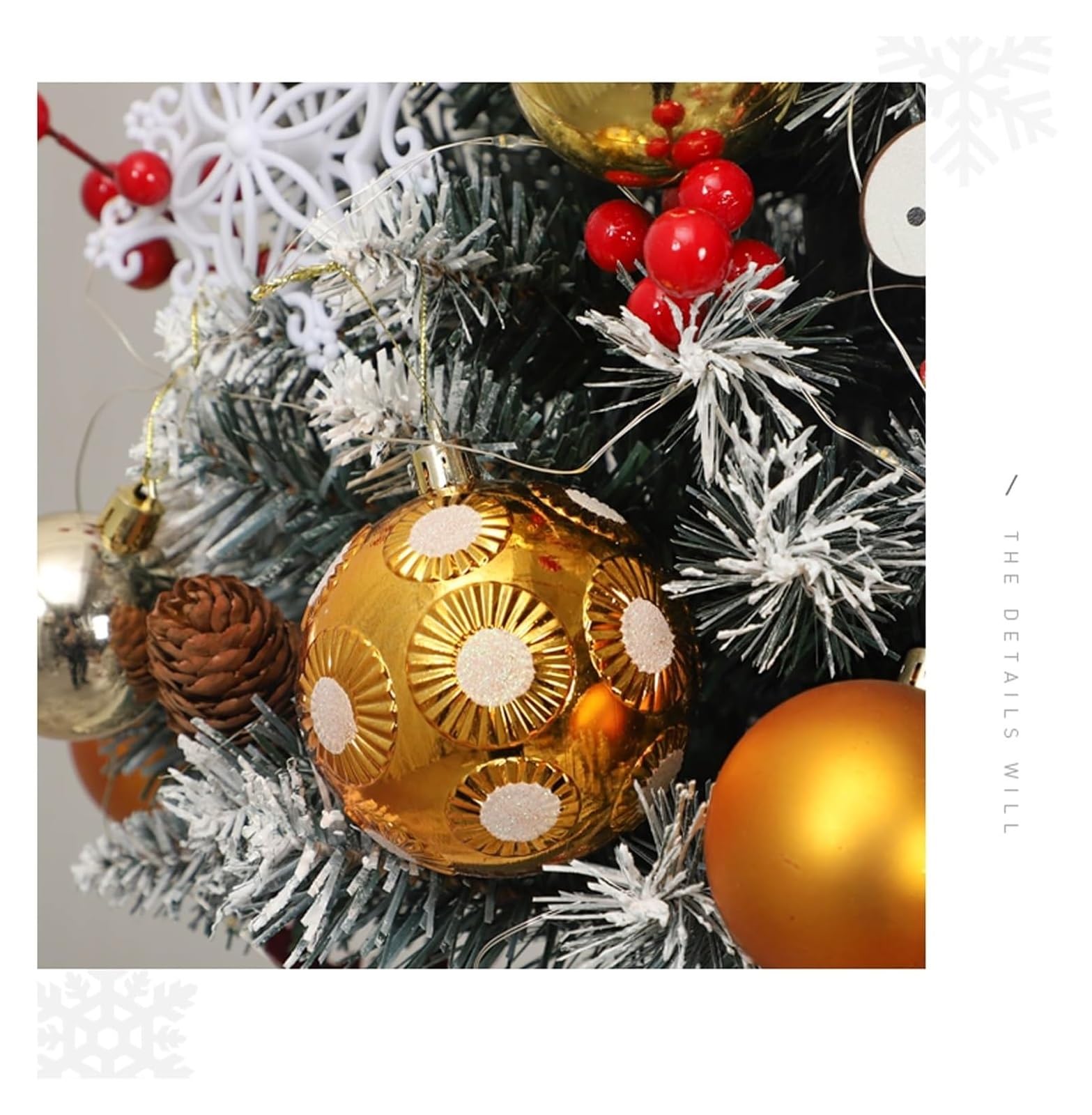 girlanda świąteczna, Sztuczna girlanda sosnowa z jagodami, kulką, girlandami do dekoracji werandy(Gold)