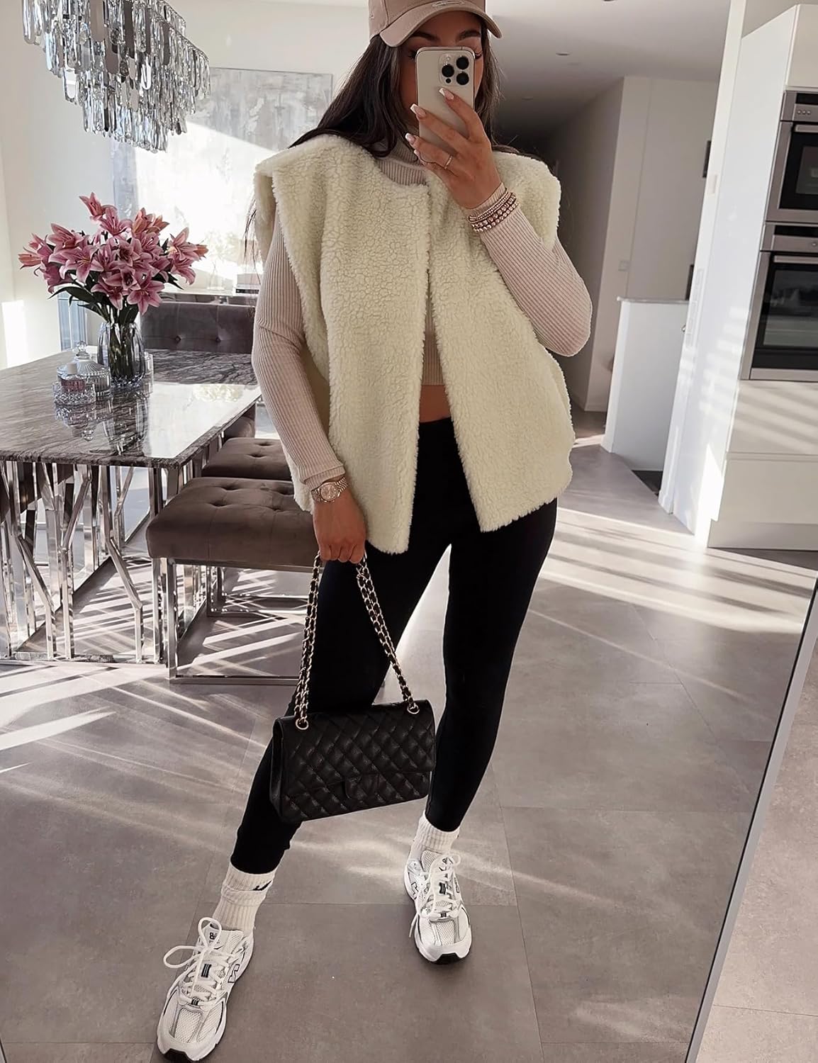 Yimoon Womens Sherpa Vest Fleece Fuzzy Vests Casual Open Front Sleeveless Vest - Image 3