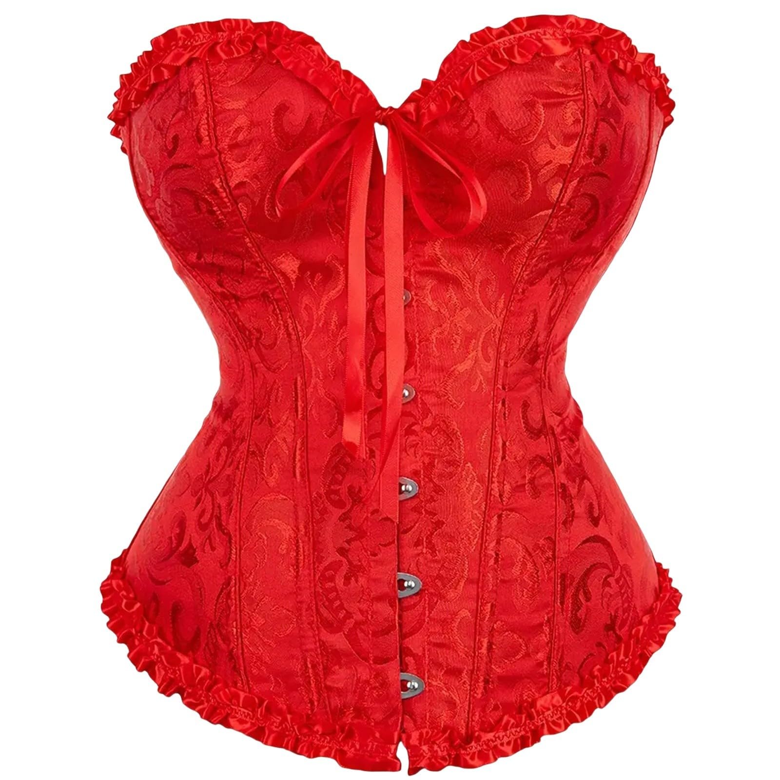 red corset top,black corsets, Ladie's Steel Boned Corset Top Womens Corsets Plus Size leather Vampire Lace Waist lingerie costume with Sleeves Halloween Christmas Pirate Party,Wedding,Cosplay,Gothic