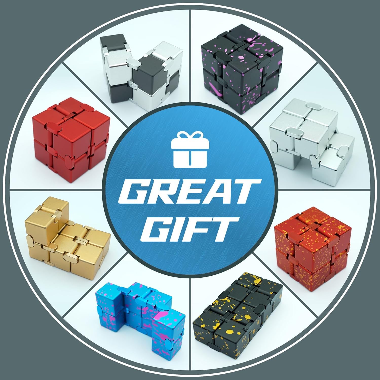 BeFunky Fidget Cube New Version Fidget Finger Toys - Metal Infinity Cube Prime for Stress and Anxiety Relief/ADHD, Ultra Durable Sensory Gifts for Adults and Teens Kids (Blue) 4