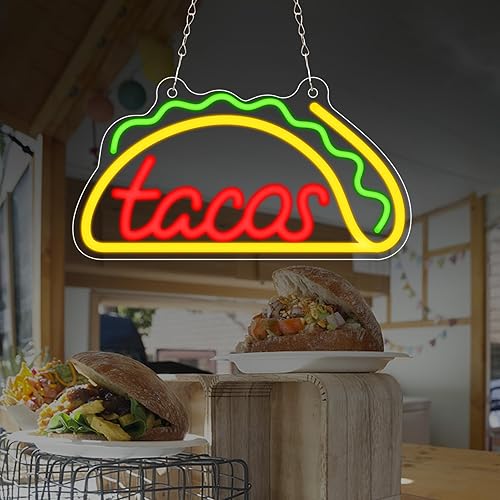 Miniatura 2 de Tacos - Letreros de neón para decoración de pared, luces de barra de tacos de neón para dormitorio, letreros de negocios de neón adecuados para