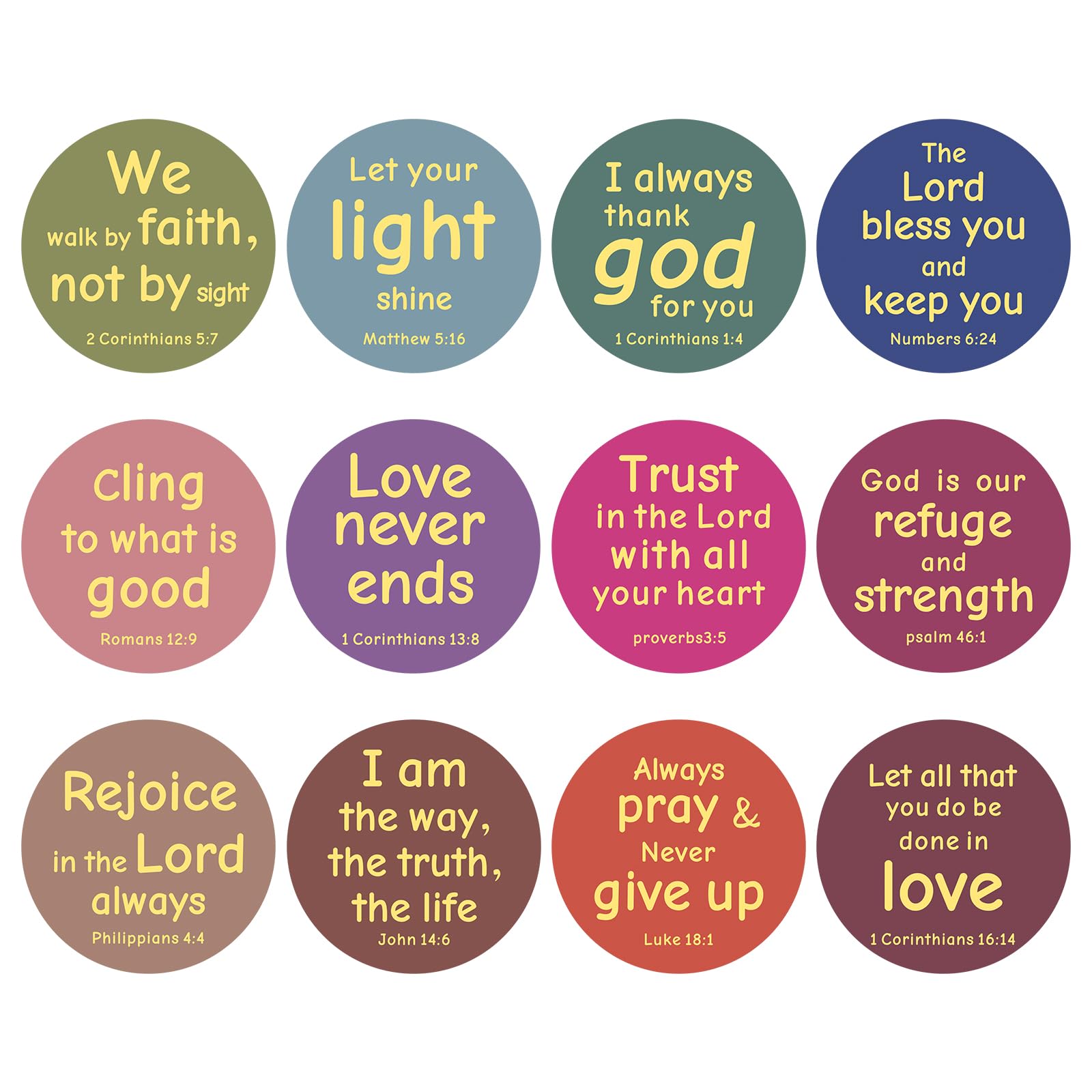 Anwyll Christian Religious Stickers - Gold Bible Verse Stickers for Kids Adults 480Pcs 1.5Inch Jesus God Faith Sticker Self Adhesive Catholic