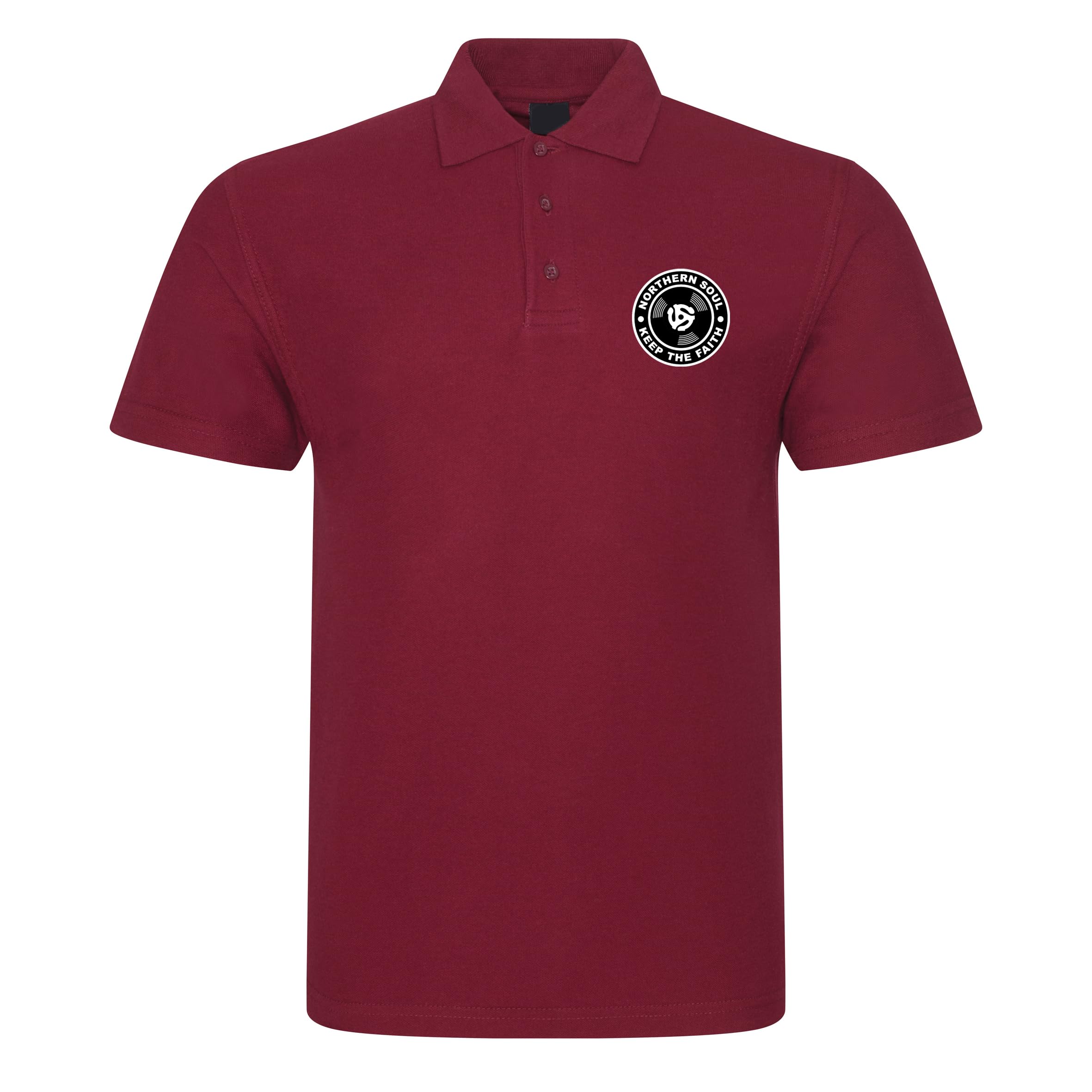 Northern Soul Vinyl Record Records Keep The Faith Men's Polo Shirt Ska Mod Casual (UK, Alpha, XXL, Regular, Regular, Maroon)