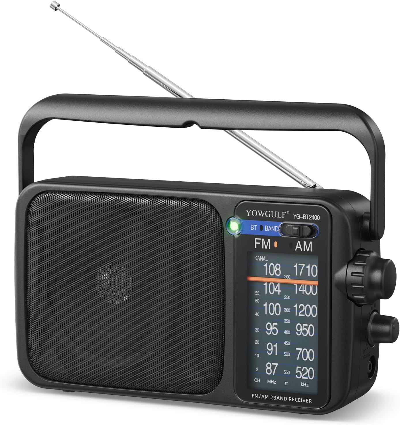 AM FM Radio with Best Reception,Bluetooth Portable AM FM Transistor,Battery Operated Radio or AC Power,Large Dial,Headphone Jack, Gifts for Seniors Elderly