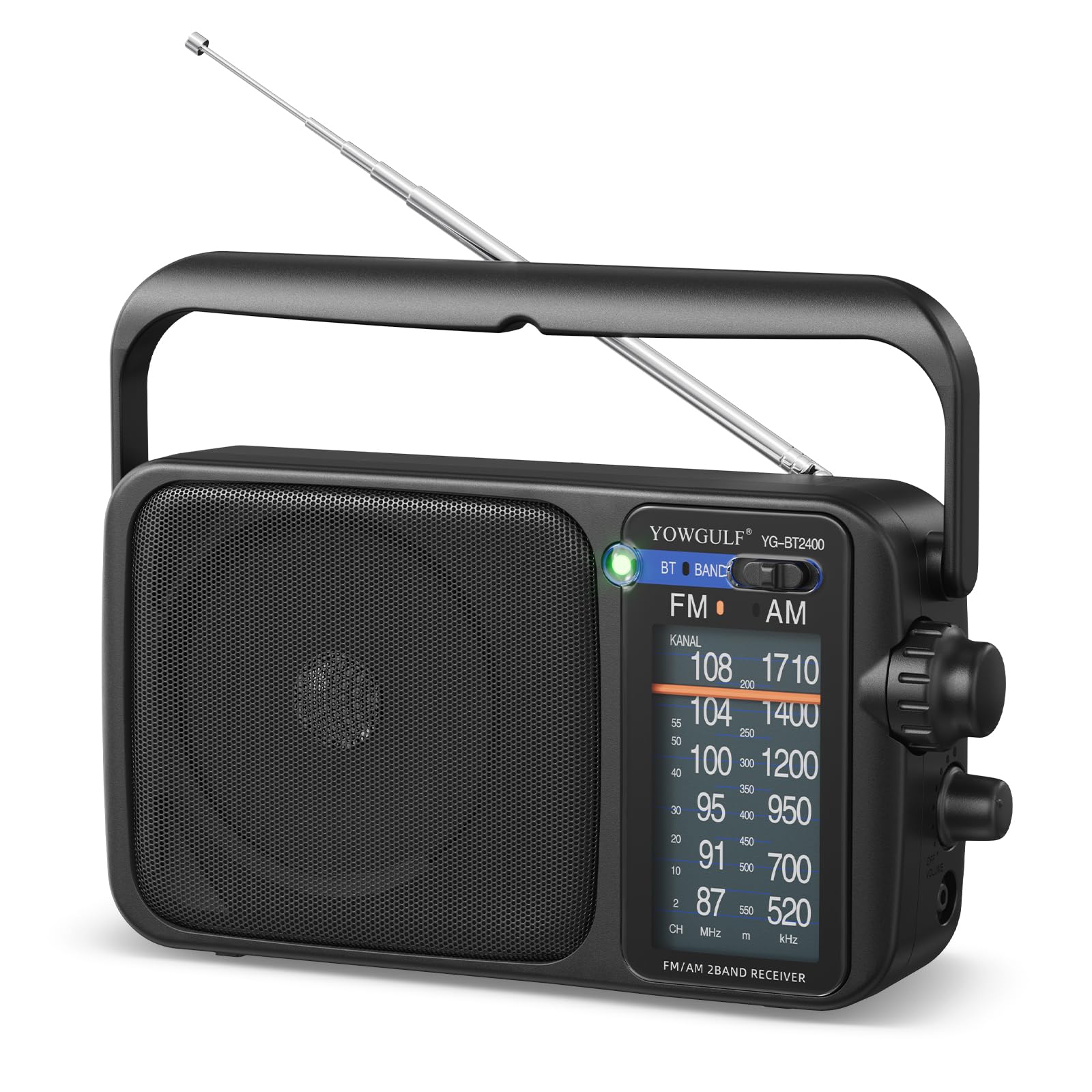 AM FM Radio with Best Reception,Bluetooth Portable AM FM Transistor,Battery Operated Radio or AC Power,Large Dial,Headphone Jack, Gifts for Seniors Elderly