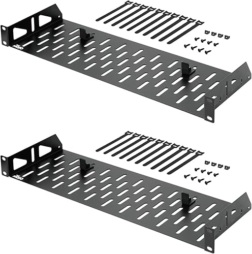 Tecmojo - Estante de rack 1U, estante de rack de 19 pulgadas con 6 pulgadas de profundidad, estante de montaje en rack con topes antideslizantes,