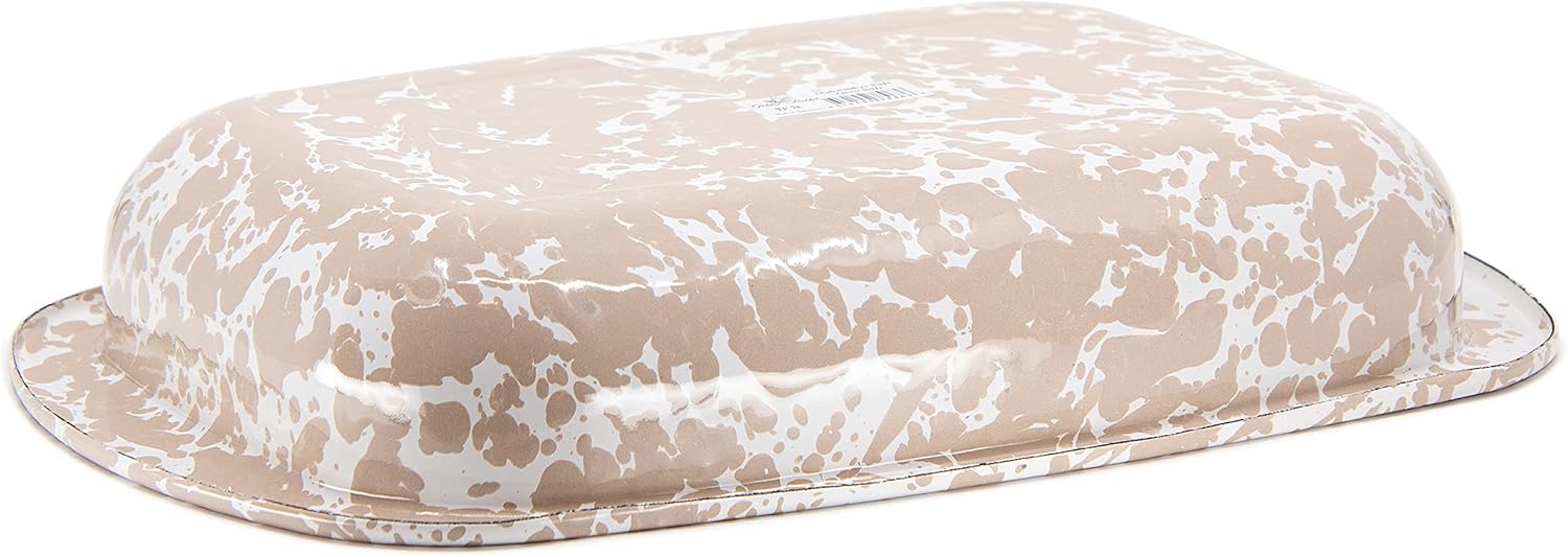 Golden Rabbit Enamelware Baking Pan, 3 quart, Taupe Swirl