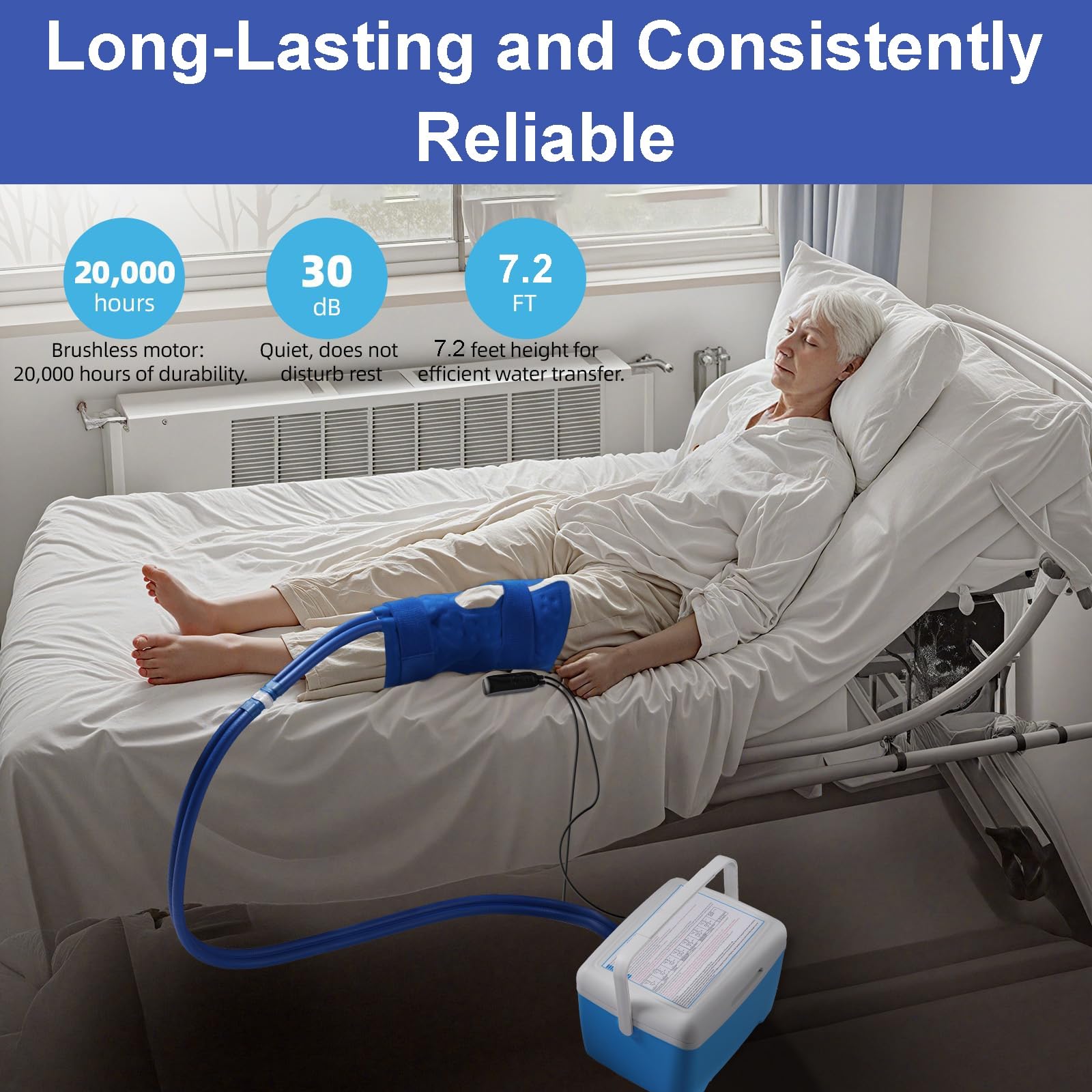 Máquina de Terapia de frío, máquina de Terapia de Hielo programable, Paquete frío de crioterapia Continua posoperatoria, Almohadilla Universal for Rodilla, Tobillo, Brazo, Espalda y Pierna