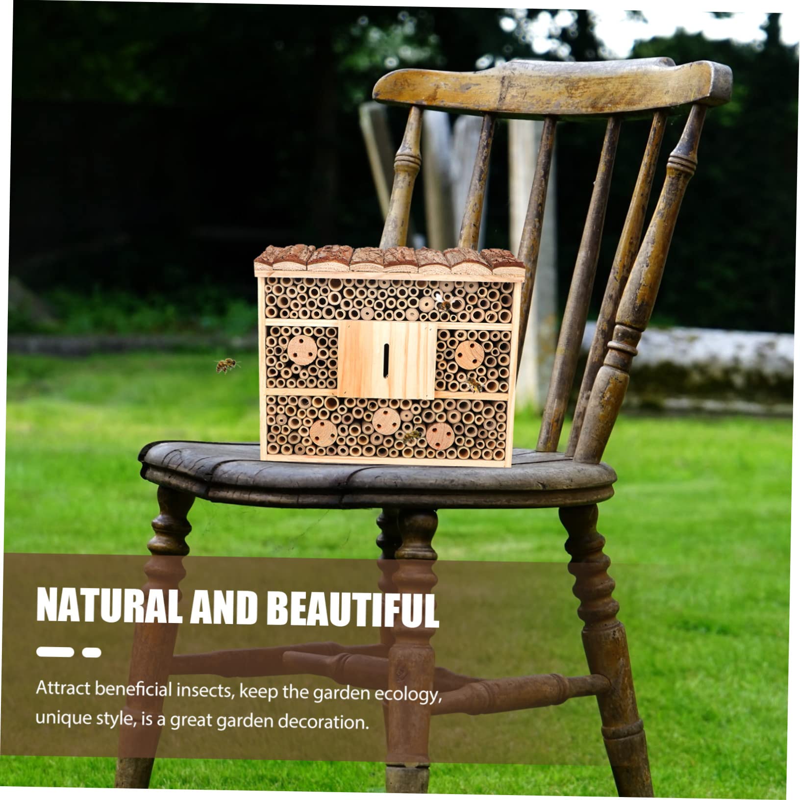 Mikikit Casa De Madera para Casita Insectos y Abejas Cabaña Decorativa Duradera y Ecológica