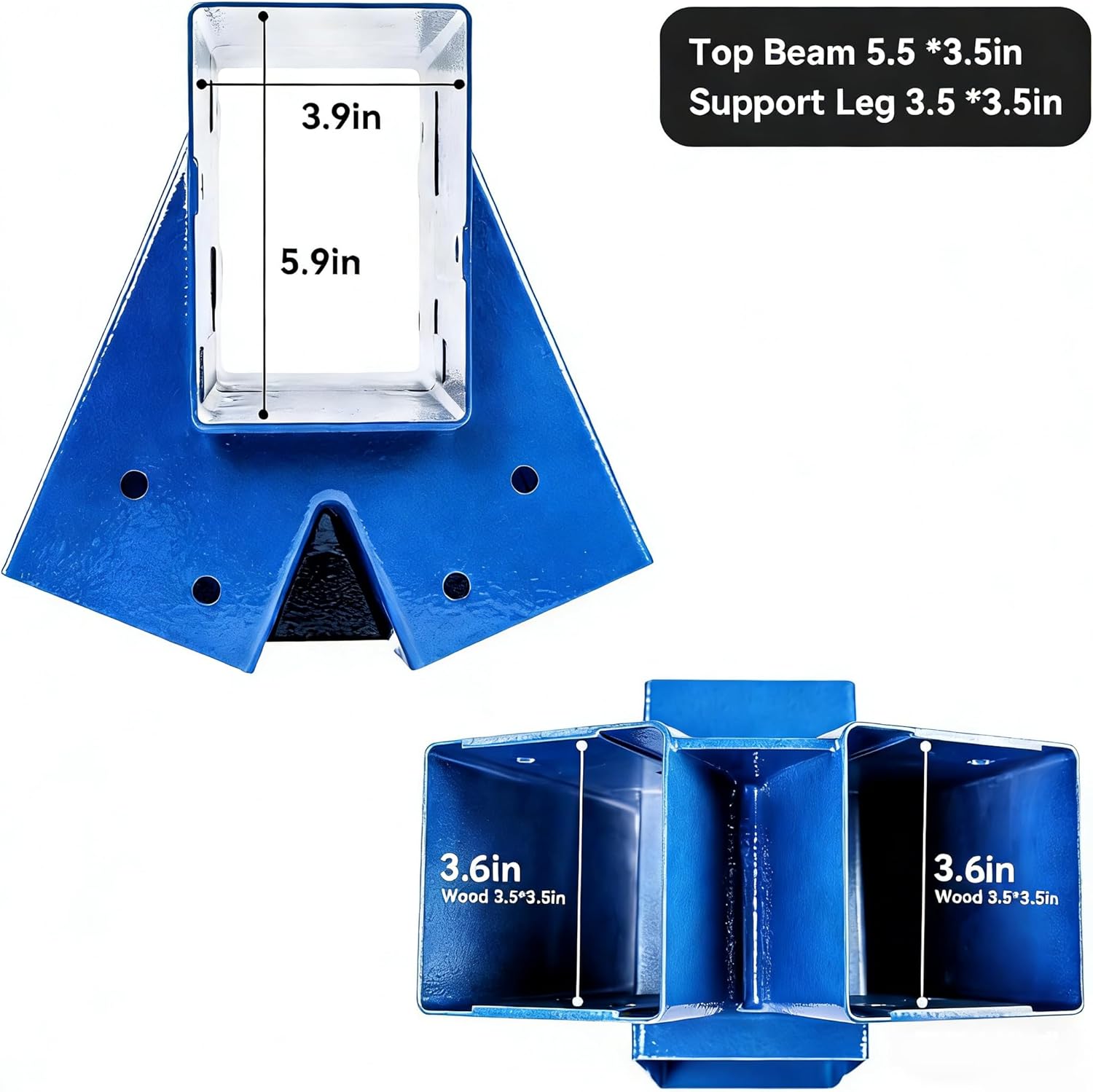 Heavy Duty Swing Sets Brackets Including 2 Blue A-Frame Swing Set Brackets and 4 Swing Hangers for Playground Equipment Mounting Parts Hardware Included (Blue006)