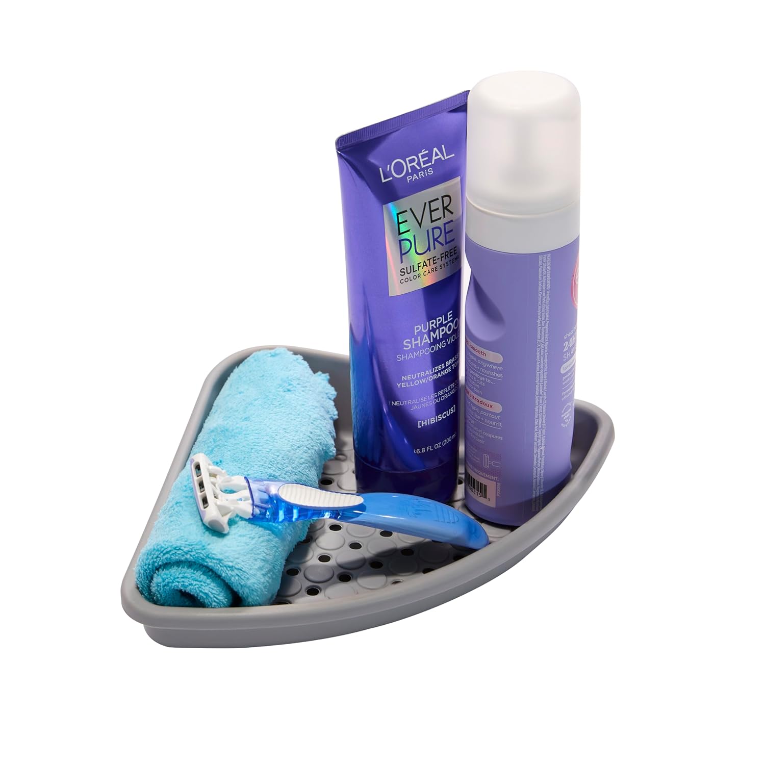 Madesmart Plastic Bathtub Corner Shelf for Expanded Soap Storage Space Storage Shelf for Bathtub Corner with Drainage Holes