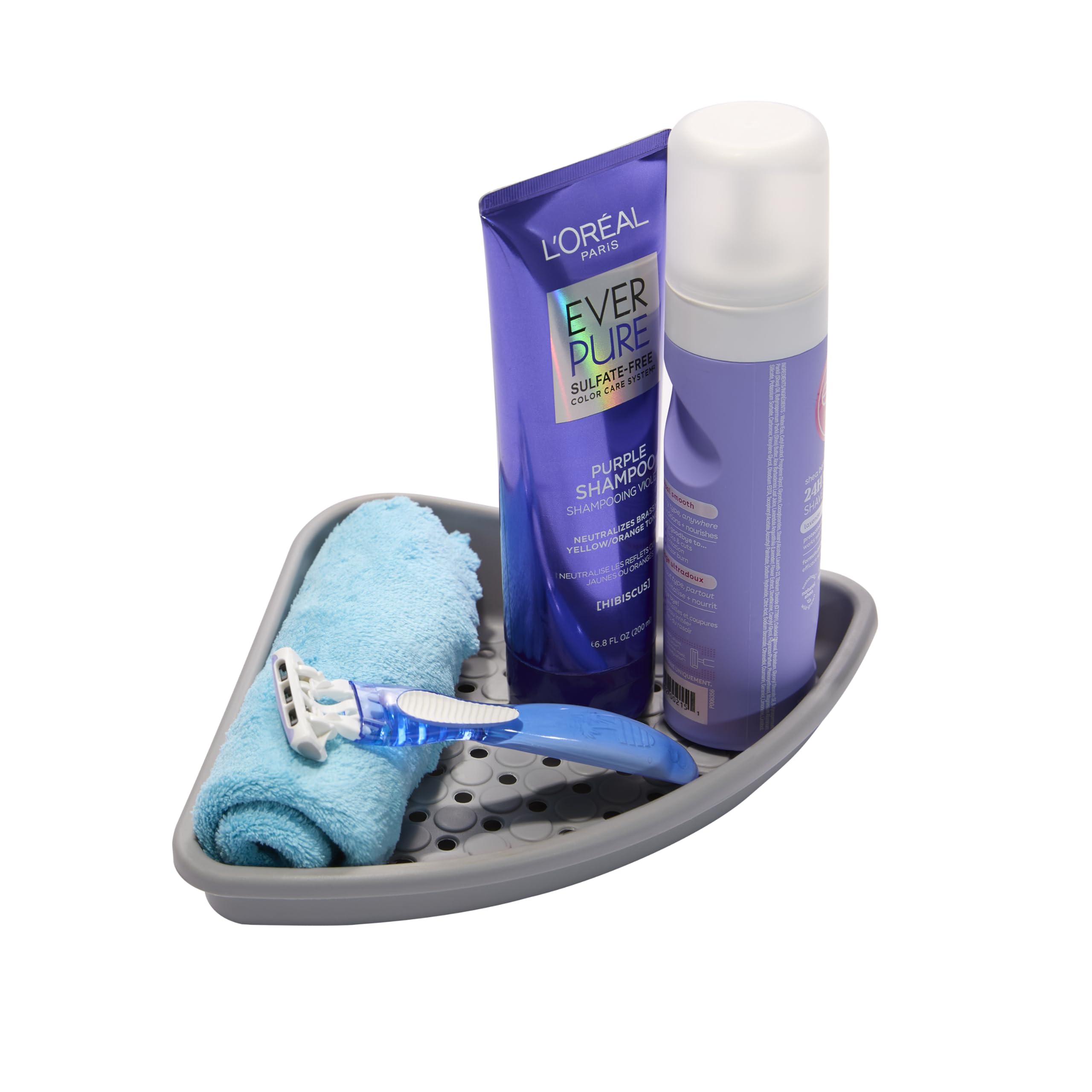 Madesmart Plastic Bathtub Corner Shelf for Expanded Soap Storage Space Storage Shelf for Bathtub Corner with Drainage Holes