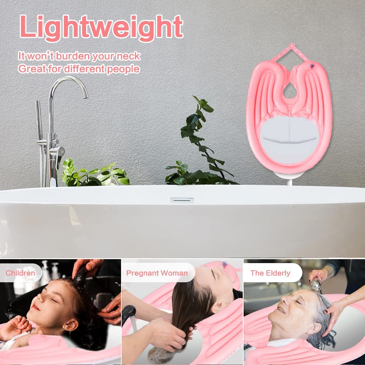 Lavamuba inflable portátil para cama y cama para ancianos, discapacitados, embarazadas, heridas, postradas en cama, minusválidos. Lavar el cabello