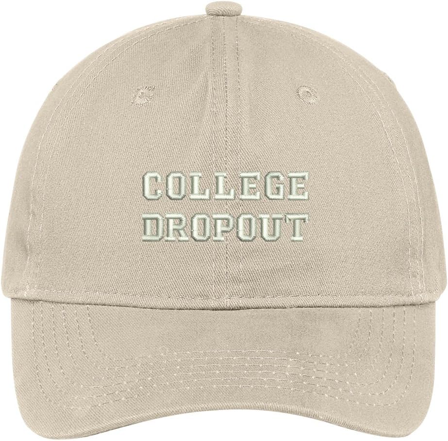 Trendy Apparel Shop College Dropout Embroidered Brushed Cotton Dad Hat Cap