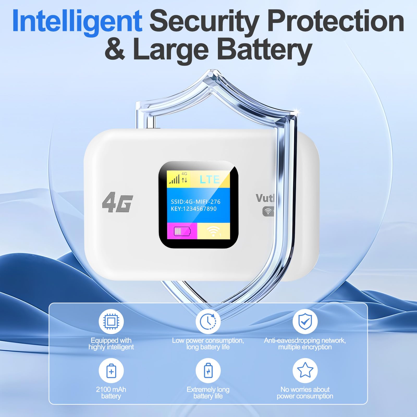 4G LTE WiFi Router, Travel Router with SIM Card Slot, 150 Mbit/s Mobile WiFi Dongle Type-C, 2100mAh Battery, Pocket 4G Mobile Hotspot Connect 10 Devices for Caravan Travel Phone Computer Laptop — view 4