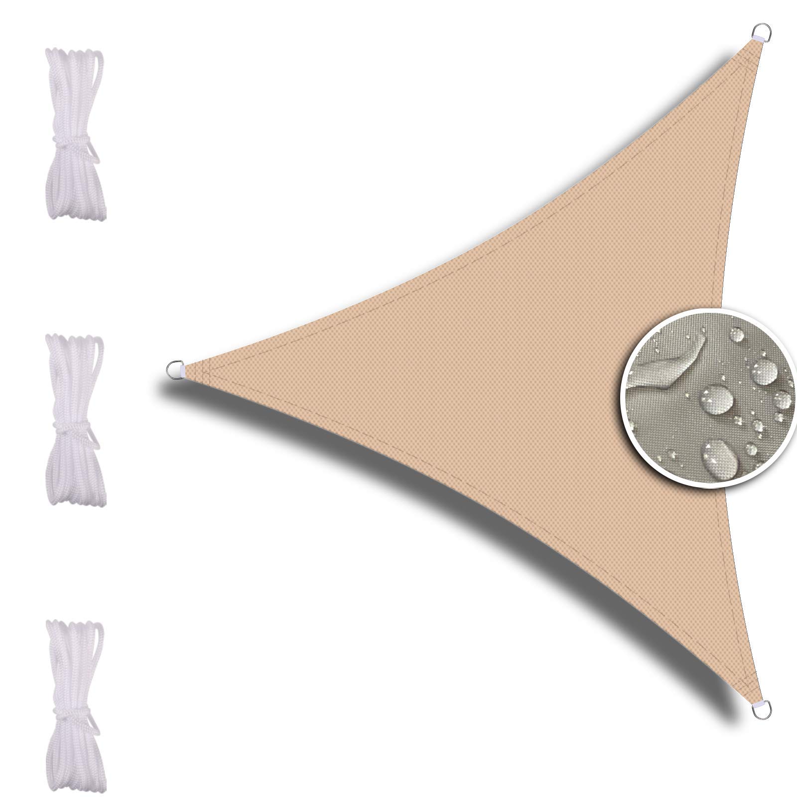 Voile d'ombrage triangulaire 6x6x6m crème imperméable pour jardin