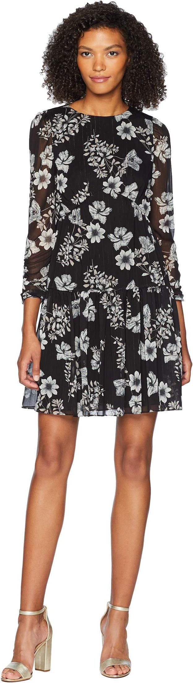 ML Monique Lhuillierwomens Drop Waist Printed Chiffon Dress Dress