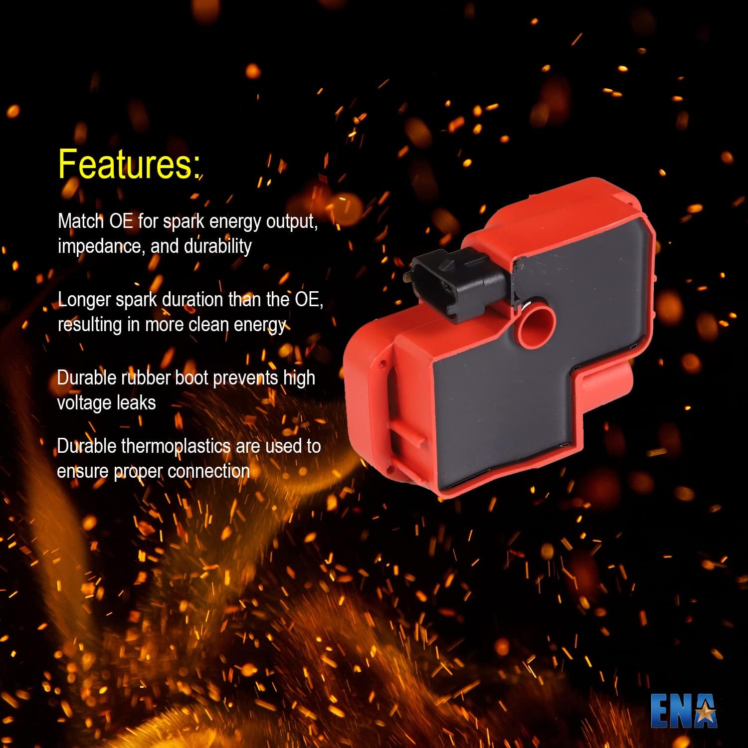 ENA Set of 6 Red Ignition Coil with 12 Iridium Spark Plug and Wire Set Compatible with Mercedes-Benz Crossfire C240 C280 C320 CLK320 E320 ML320 ML350 SLK320 Replacement for 0001587303 UF359