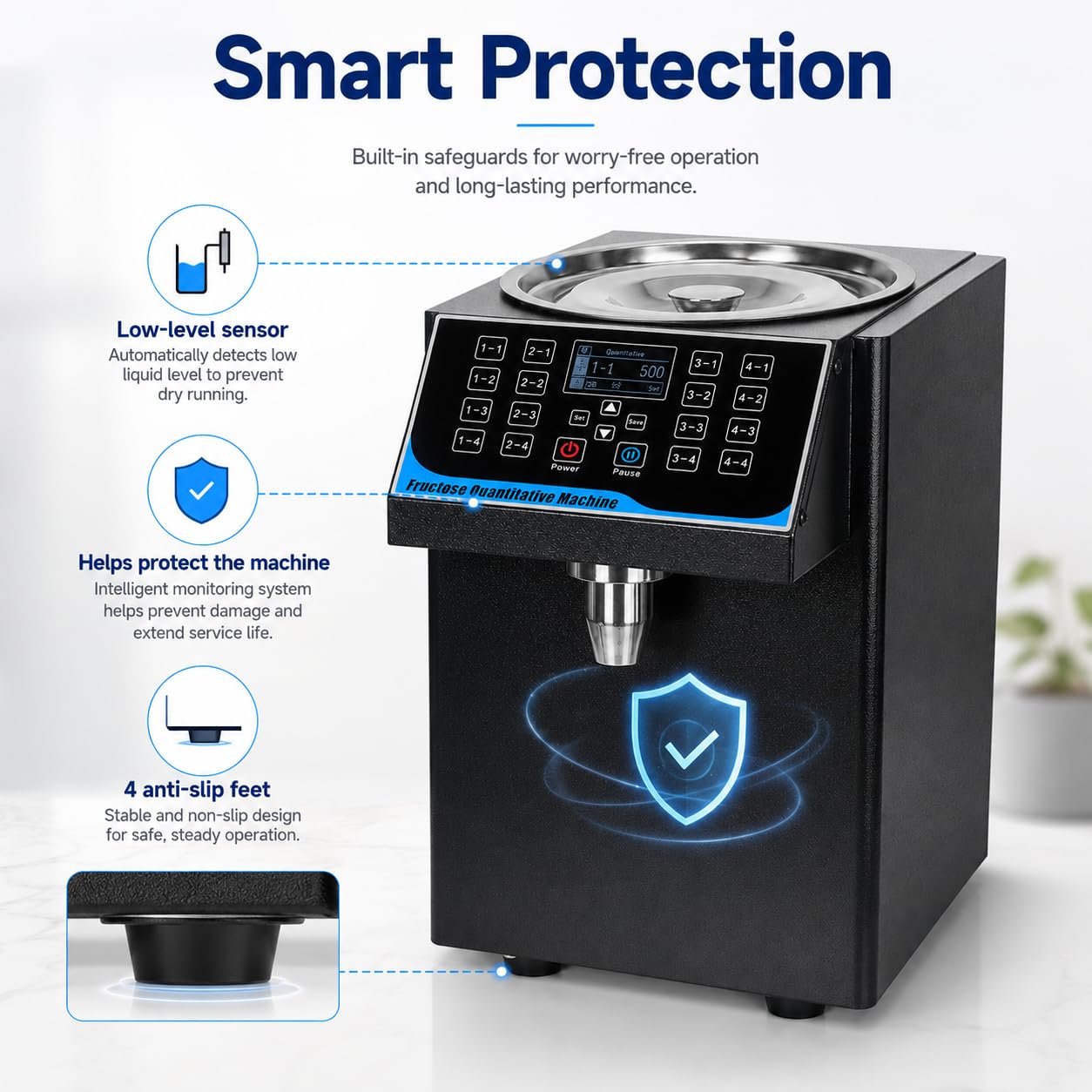 Automatyczny dozownik fruktozy 7,5 l, maszyna do dozowania syropu 450 W ze stali nierdzewnej, dozownik cukru z 16 pamięciami do herbaty bąbelkowej, kawy, baru i herbaciarni