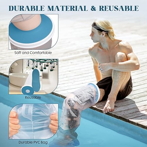 Miniatura 6 de Funda impermeable extra ancha para ducha con parte inferior antideslizante mejorada, protector de molde para ducha después de cirugías de rodilla,