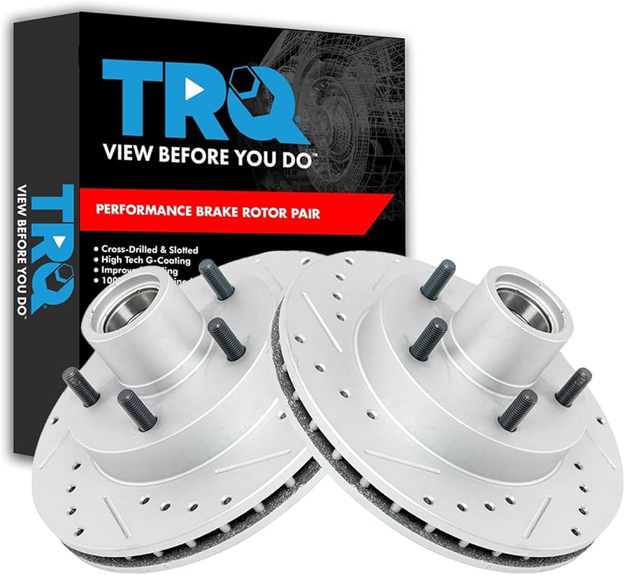 Amazon.com: TRQ Front Performance Brake Rotor Drilled Slotted Pair