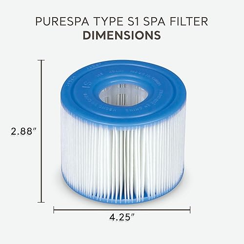 Miniatura 4 de Intex 29001E PureSpa Tipo S1 - Cartuchos de repuesto de filtro para bañera de hidromasaje y spa de papel Dacron de alta resistencia, juego de 2