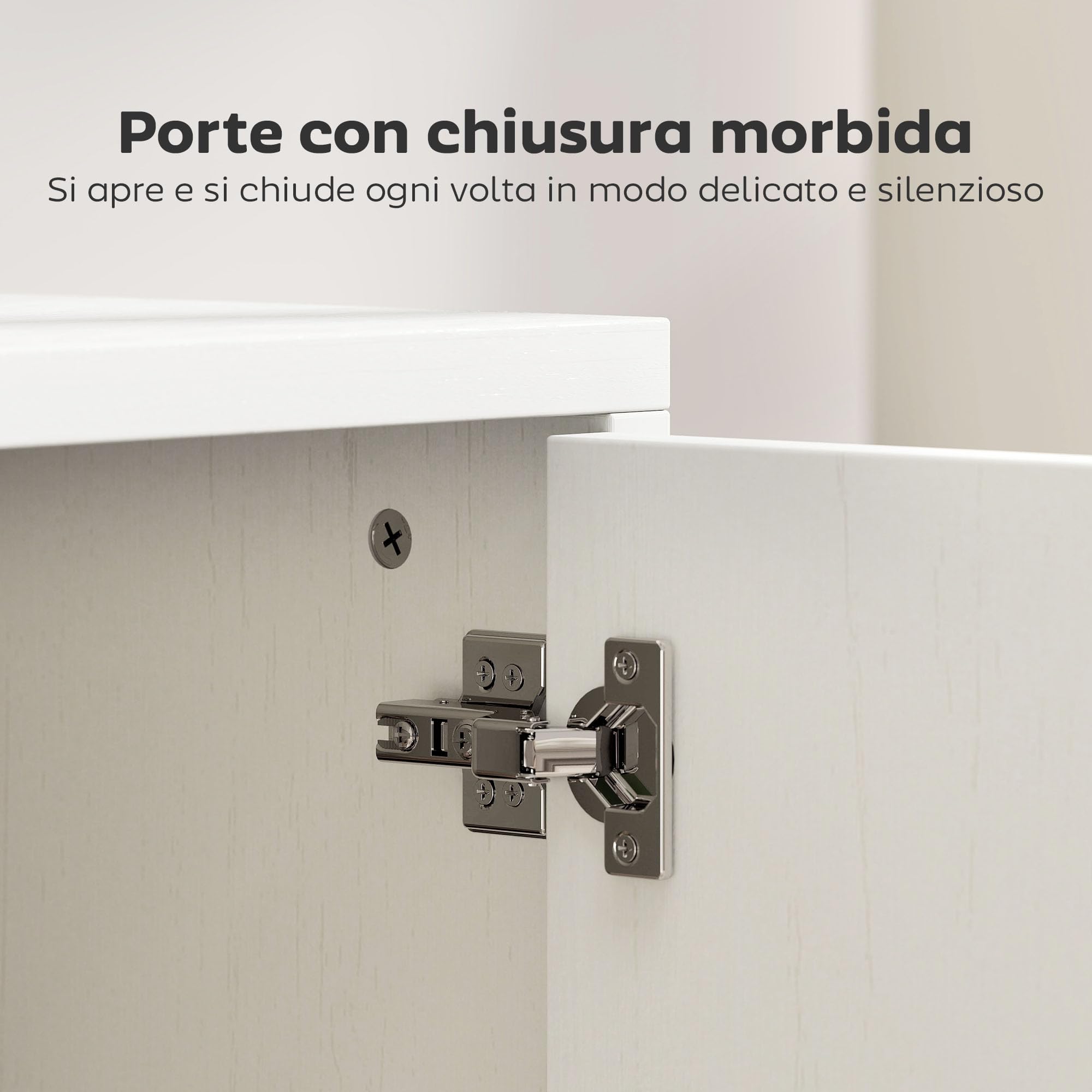 HOMCOM Mobile Porta TV fino a 55" 120 cm Soft Close Bianco Effetto Legno | Mobiletto TV Sospeso o a Terra, Foro Passacavi, Ripiano in Vetro, per Soggiorno e Salotto