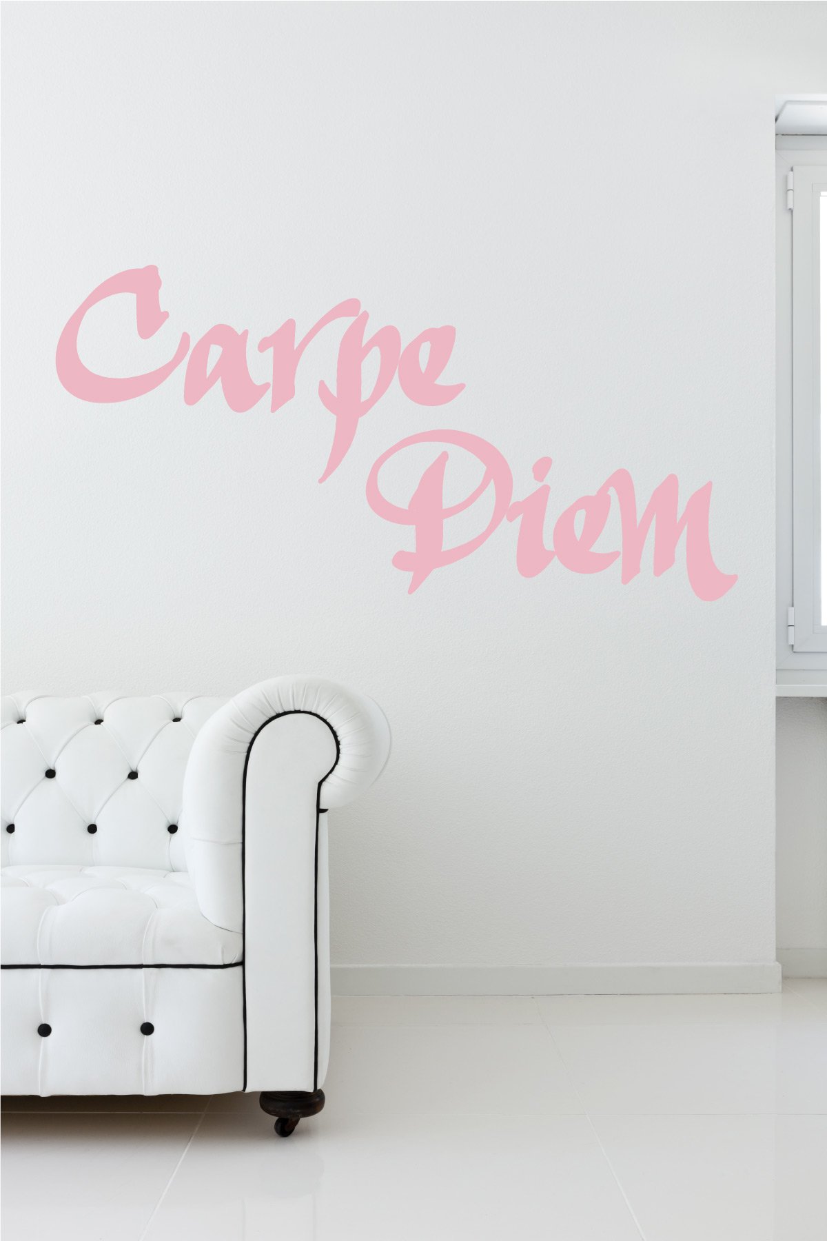 The Decal Guru Carpe Diem Adhesivo Decorativo para Pared, Carnation Pink, 6" (H) X 24" (W)