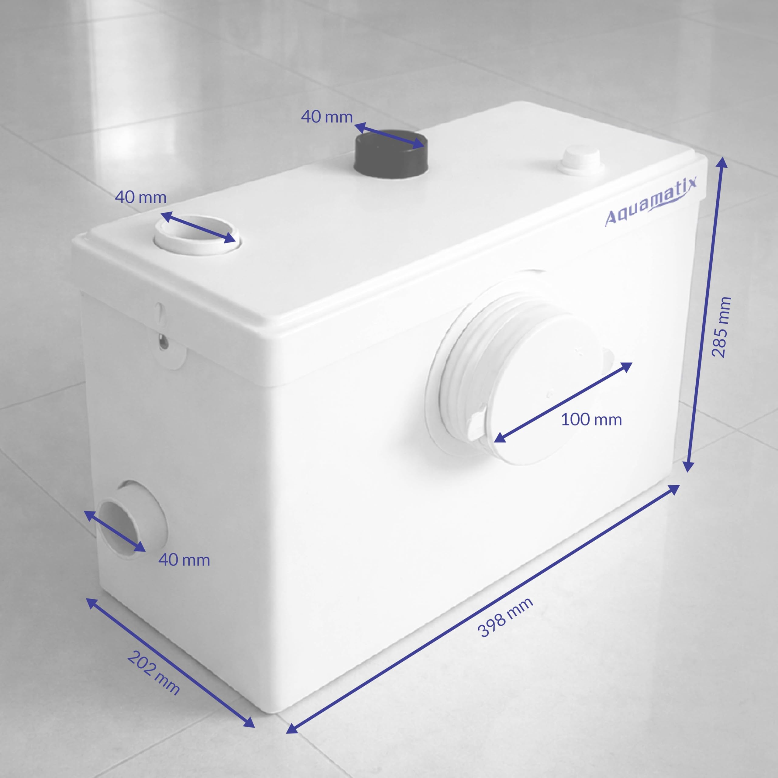 Aquamatix Kleinhebeanlage Hebeanlage 600 W mit Häcksler, Abwasserhebeanlage bis 10 m Förderhöhe, mit 3 Einlässen, für WC, Dusche und Waschbecken