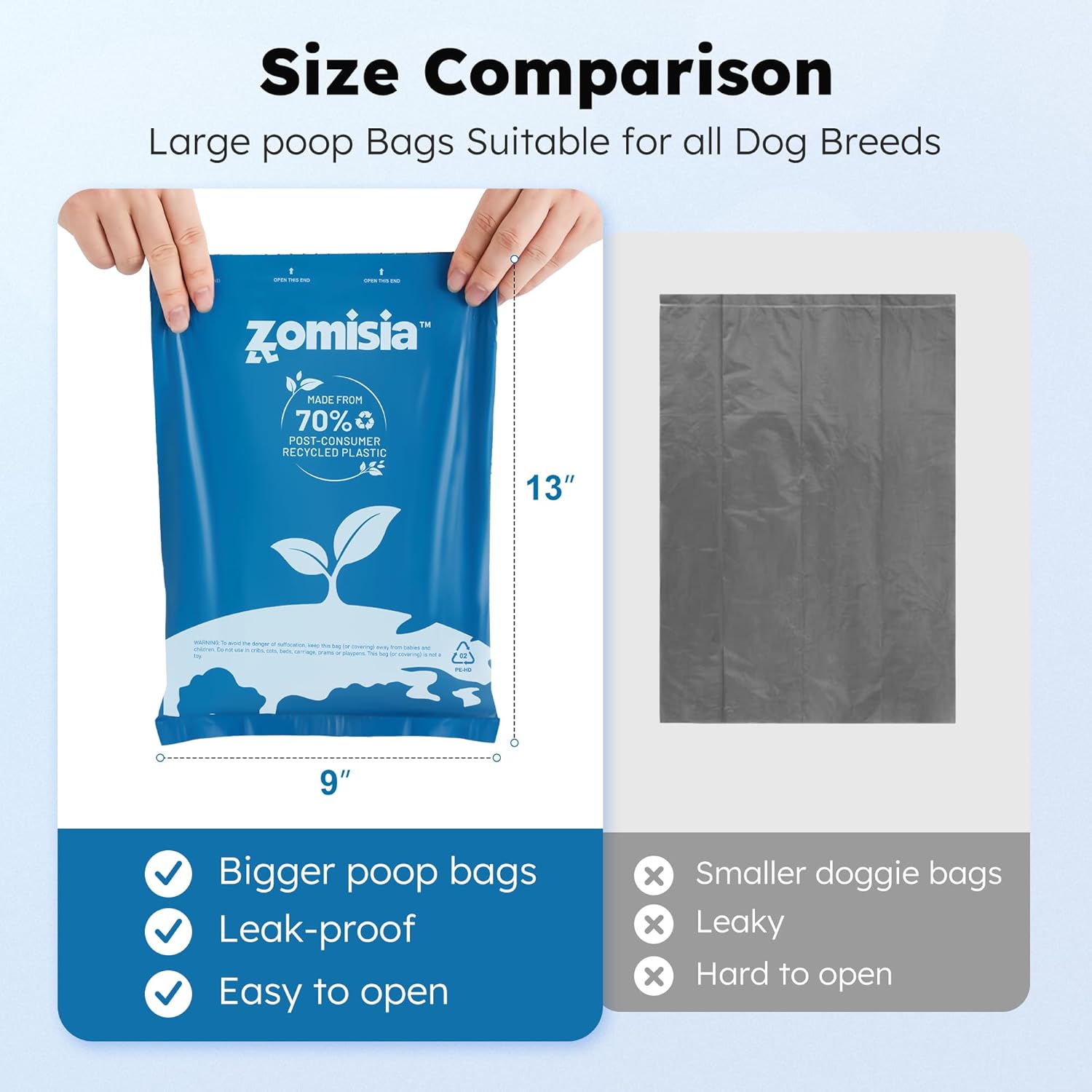 ZOMISIA Dog Poop Bags Rolls - Color Changes for Low-Bag Alert, Black-Lined Lavender Dog Waste Bags 36 Rolls, Extra Thick 100% Leakproof, 70% Recycled GRS Certified, 540 Count