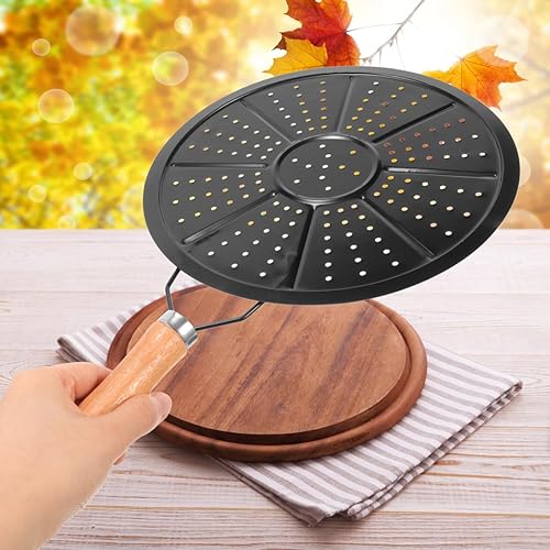 Miniatura 6 de Cabilock 2 unids difusor de calor reductor protector de llama placa de cocción a fuego lento con mango de madera Tamer de calor almohadilla de