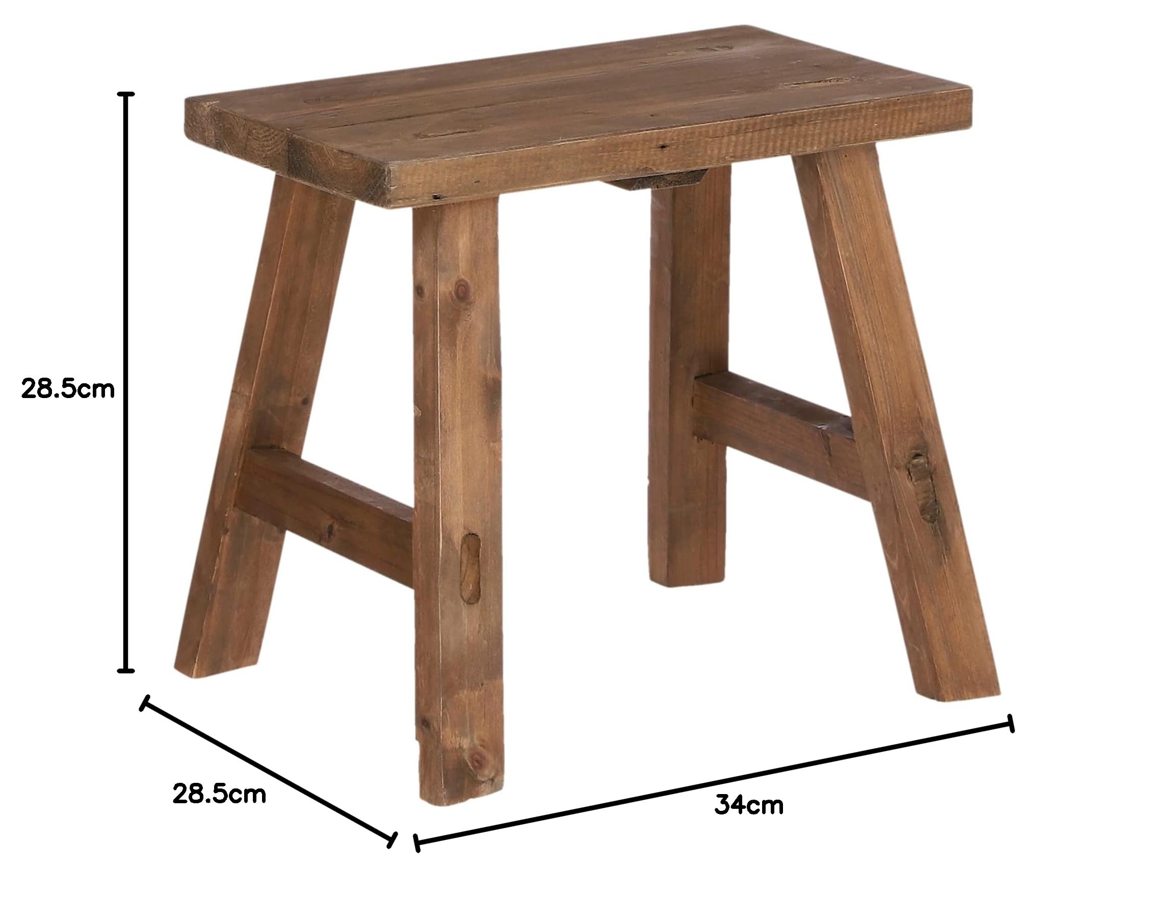 MICA Decorations Bold Petit Tabouret en Bois - L38 x l28,5 x H34 cm - Bois recyclé - Marron